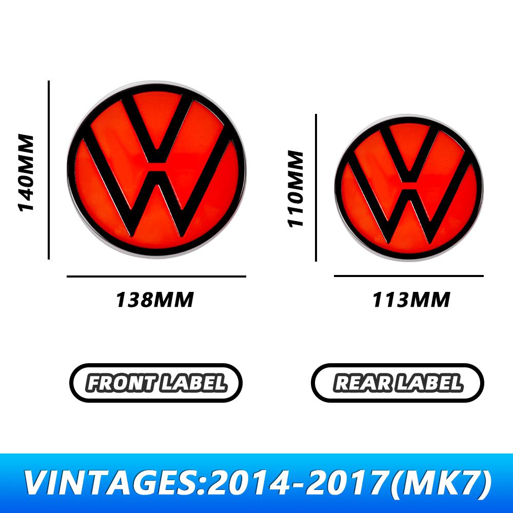 1 set ABS Replacement Style Front Grill Badge & Rear Trunk lid Emblem For VW Golf MK7 2014-2017 Golf MK7.5 2018-2020 Without CC QV6