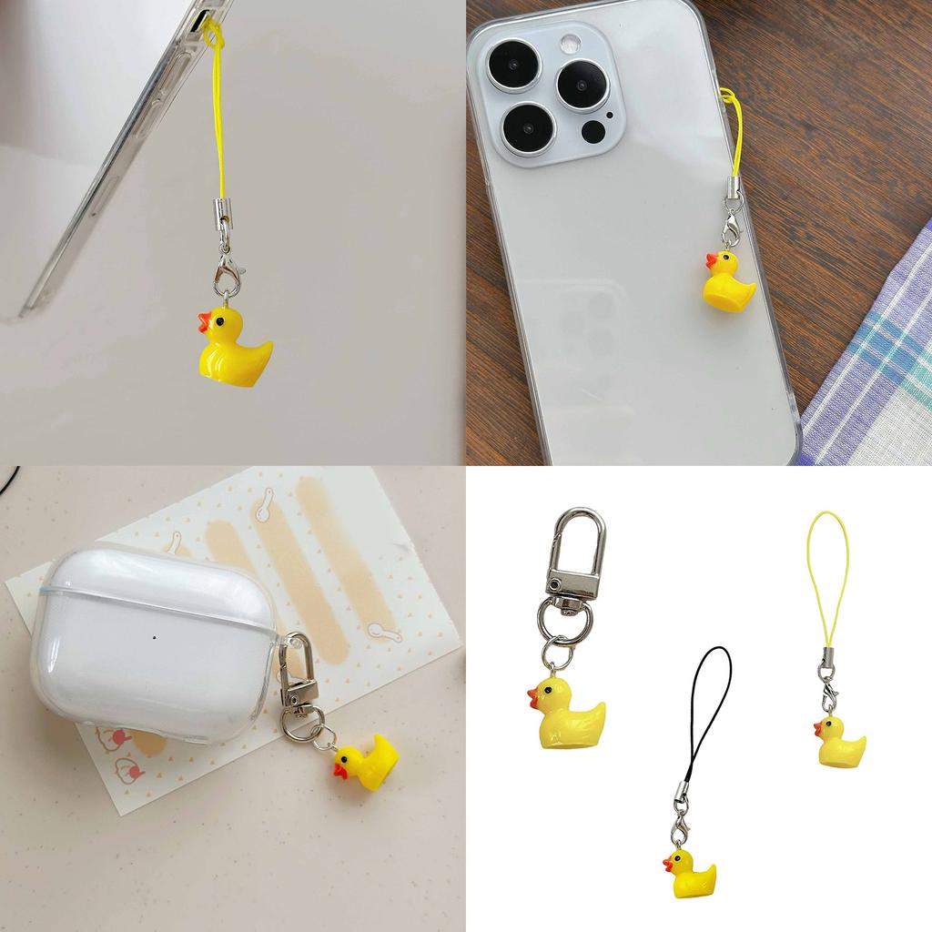Adorable Yellow Duck Phone Chain Easy To Attach Animal Pendant Keychain Handmade Decoration for Bags and Wallets