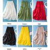 Women's Japanese-Style A-line Silk Skirt with Elastic Waist