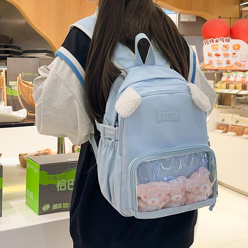 Japanese Two-dimensional Cute Transparent Pain Bag Cute Ins Backpack Middle School Student Schoolbag Women's Casual Backpack
