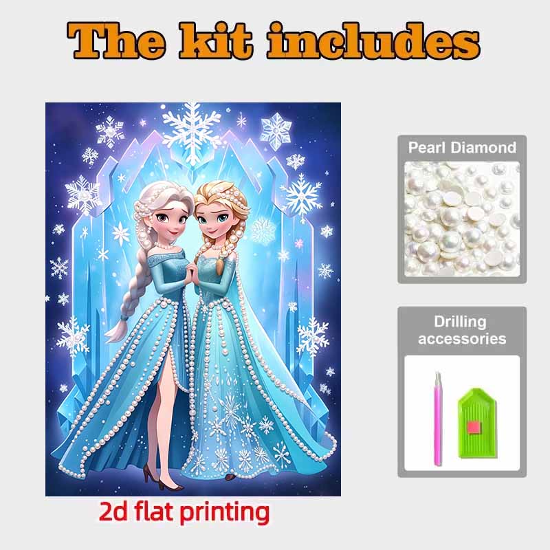 Disney Pearl Painting Elsa Anna Ice Palace DIY Pearl Painting Gem Art Pearl Dot Painting Picture Crafts Adult Beginner Gifts Home Decor