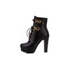 Damen High Heel Stiefeletten Neue Wasserdichte Plateau klobige Große Römische Stiefeletten für Herbst und Winter