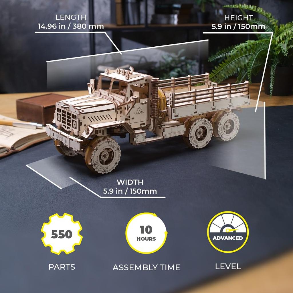 Ugears Cargo Truck 70253 Lemn Fără adeziv sau instrumente Instrucțiuni de asamblare 3D Incluse Puzzle, Necesar, Puzzle,