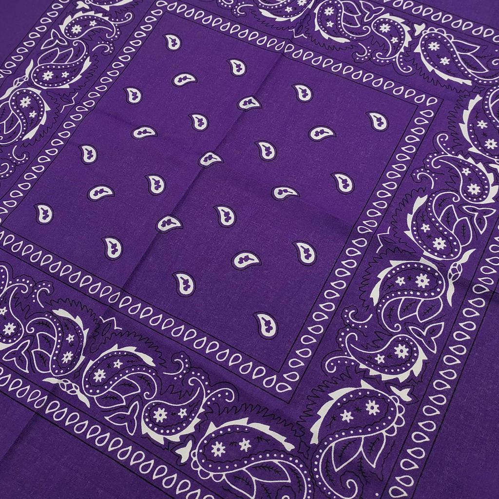 Trifong Bandana Purple Paisley Cotton 100% Large 55cm x 55cm