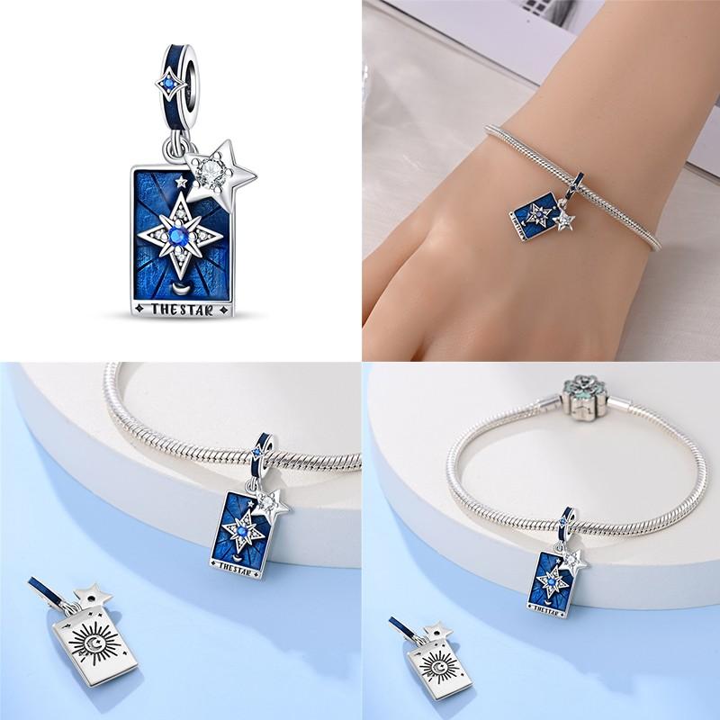 Genuine Copper Tarot Style Cards Sun Celestial Star Moon Charms Fit Authentic Bracelets Women'S Jewelry Making Birthday Gift