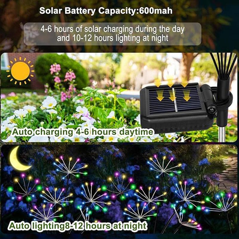 Solar LED Small Firework Fairy Light Outdoor Garden Lawn Light Waterproof for Pathway Yard Patio Landscape Decor Lighting