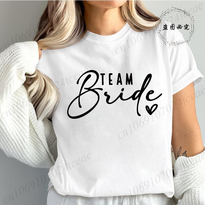 Bridesmaid Print T Shirt for Women Bachelorette Party Fashion Streetwear Tops Vintage Bride Team Tees Tshirt Gifts TT01