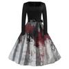 Women's Casual Fashion Halloween Printed Square Neck Vintage Dress