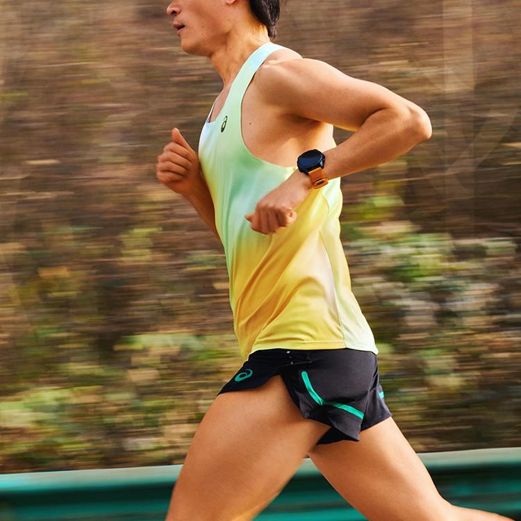 Asics Logo Moisture-Wicking Quick-Dry Running Sports Tank Top Unisex tank tops Orange Green 2013A528-800