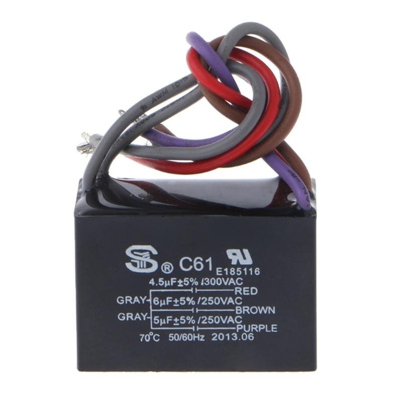 Capacitor para Ventilador de Teto CBB61 4.5+6+5UF 4.5+6+6UF 5+5+5UF 4+4+2.5UF 4+5+6UF 5 Fios 250V 50/60Hz Capacitor de Funcionamento do Motor