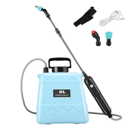 

Электрический садовый опрыскиватель Yousheng 5 л/8 л, ранцевый опрыскиватель с 3 распылительными насадками, выдвижной распылитель, плечевой ремень, аккумуляторный опрыскиватель для сорняков для весны 5L небесно-голубой