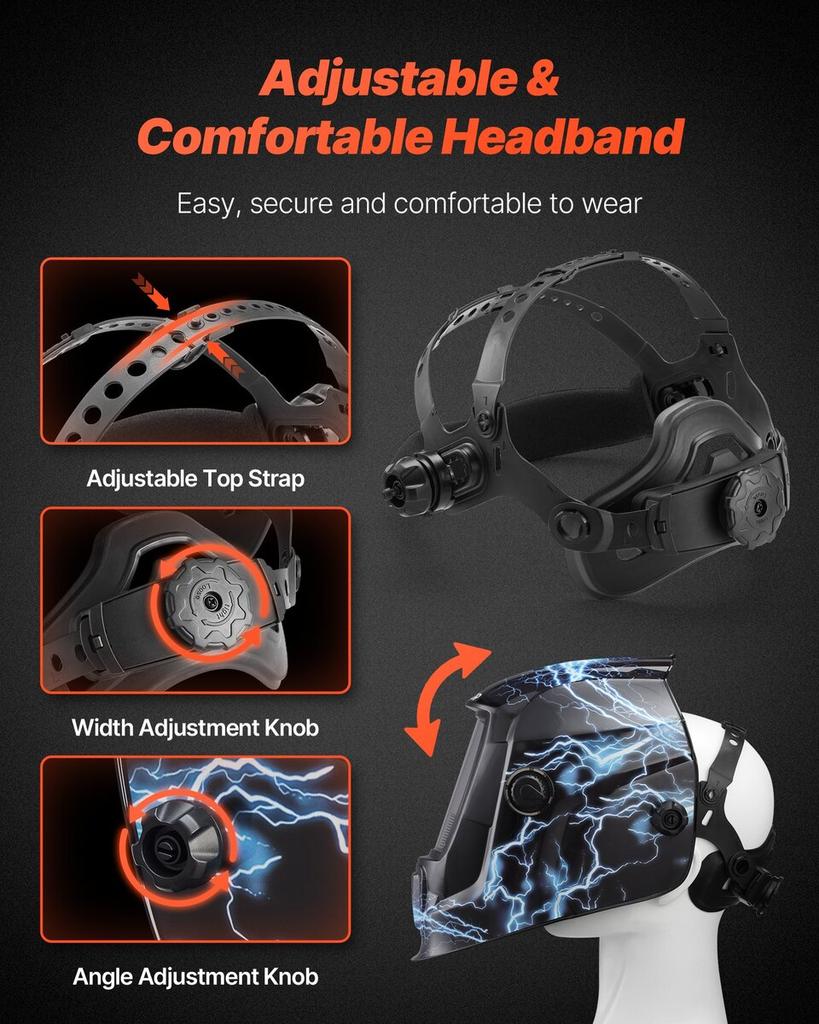 Welding Helmet Auto Darkening, 93 X 43 Mm True Color Welding Hood, Solar Powered Welder Mask 2 Arc Sensors, Shade 4/9-13 for TIG MIG ARC Weld Grinding