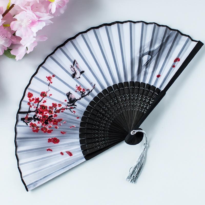 Classical Chinese Dance Fan - Handmade Bamboo Folding Fan for Wall Decor, Performance Costume & Partition Screen