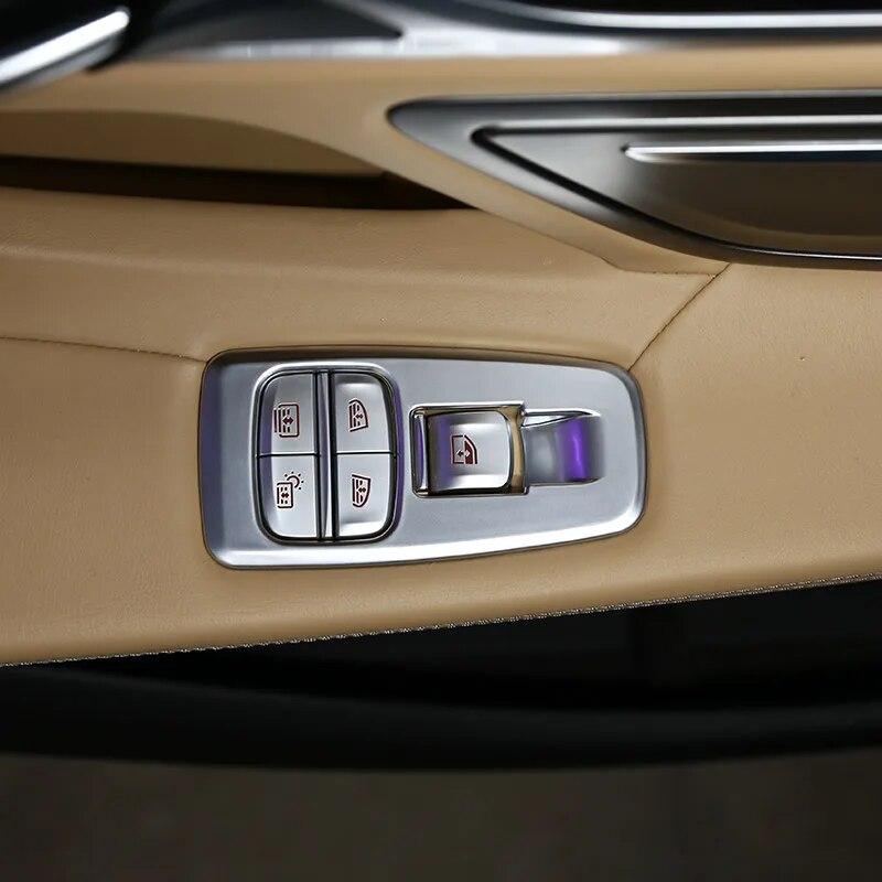 For BMW 7 Series F01 F02 G11 G12 ABS Silver/Carbon Fiber Car Window Lift Switch Button Frame Cover Trim Stickers Car Accessories