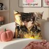 Genshin Zhongli Cushion Cover Pillowcase Short Plush Invisible zipper Room Sofa Cushion Cover