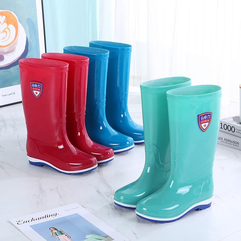 Tall tube fashion rain shoes female adult kitchen water boots summer long tube rain boots non-slip water shoes wear-resistant