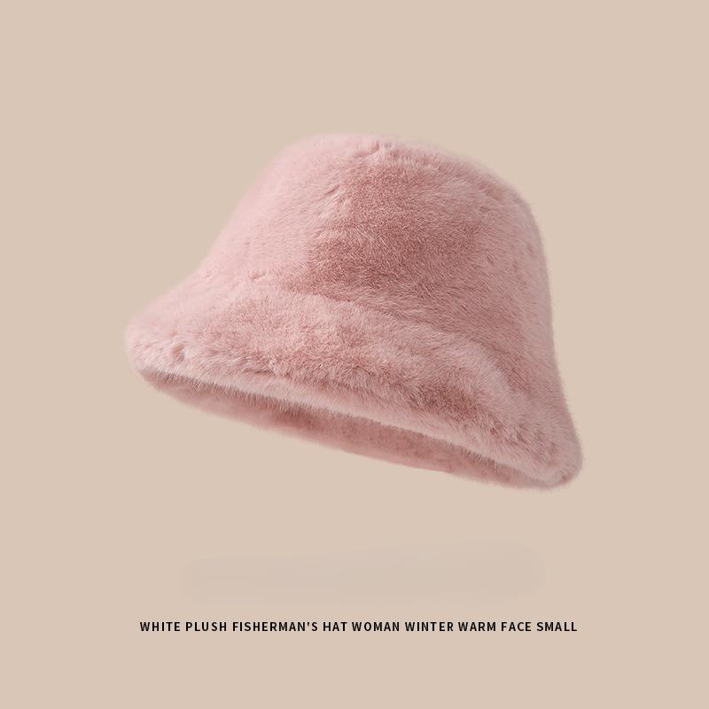 

Шапка из искусственного меха норки для женщин осенью и зимой, утолщенная и теплая рыбацкая шапка, шапка для бассейна, мягкая и пушистая защита для ушей и теплая шапка ONE SIZE розовый