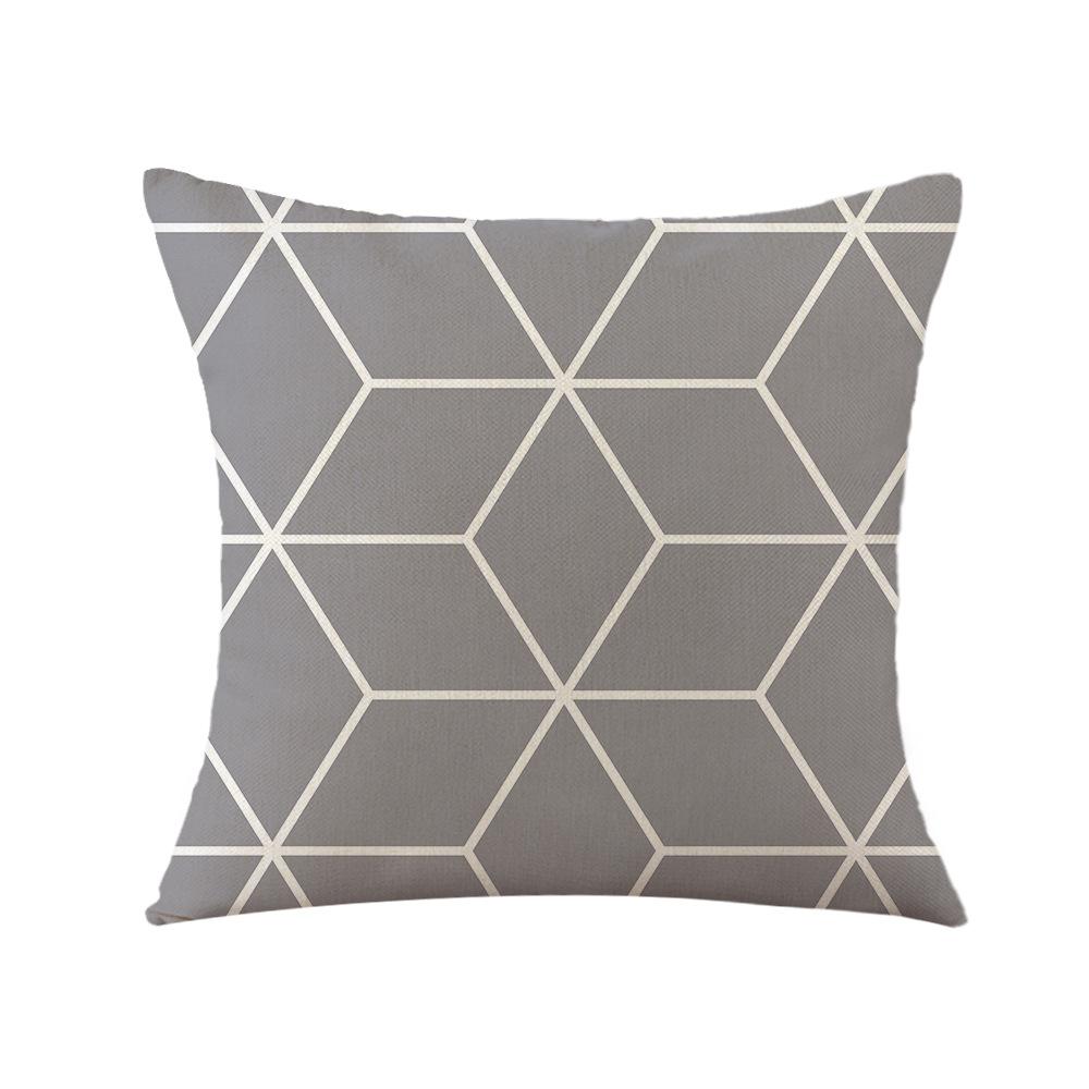 Modern Simple Geometric Pillowcase Gray and White Lines Abstract Linen Print Pillowcase Home Cushion
