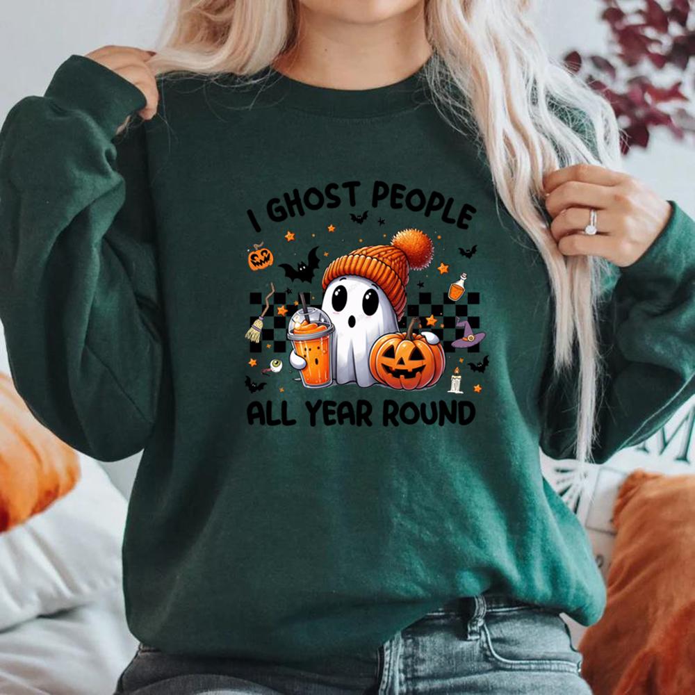 

Толстовка I Ghost People All Year s Sweatshirt Ghost Coffee Sweatshirts Funny Halloween Gift Spooky Season Sweatshirt Pumpkin Hoodies XXXL темно-зеленого