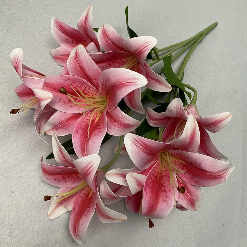 9 Artificial Flowers Stems Pu Material 3d Simulation Lilies Wedding Decor Home
