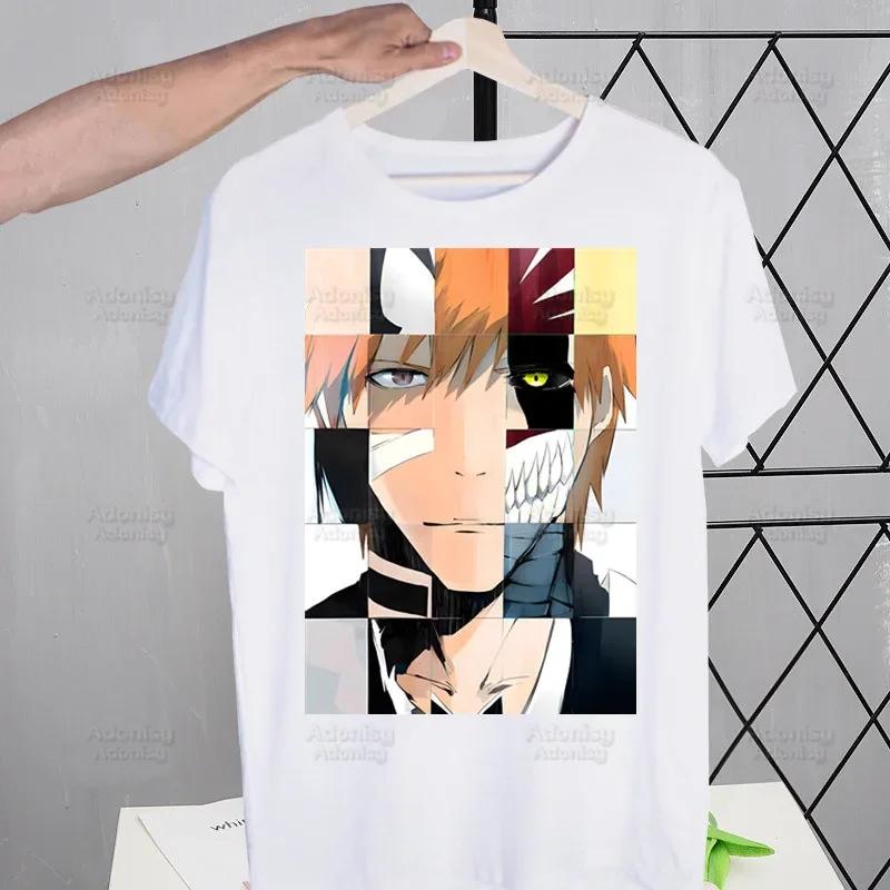 

Мужская футболка Kurosaki Ichigo Tekkou Skull Новая Повседневная с Коротким Рукавом Выбеленная Аниме Bleach Футболка Homme Манга Унисекс Футболка Футболки 2XL