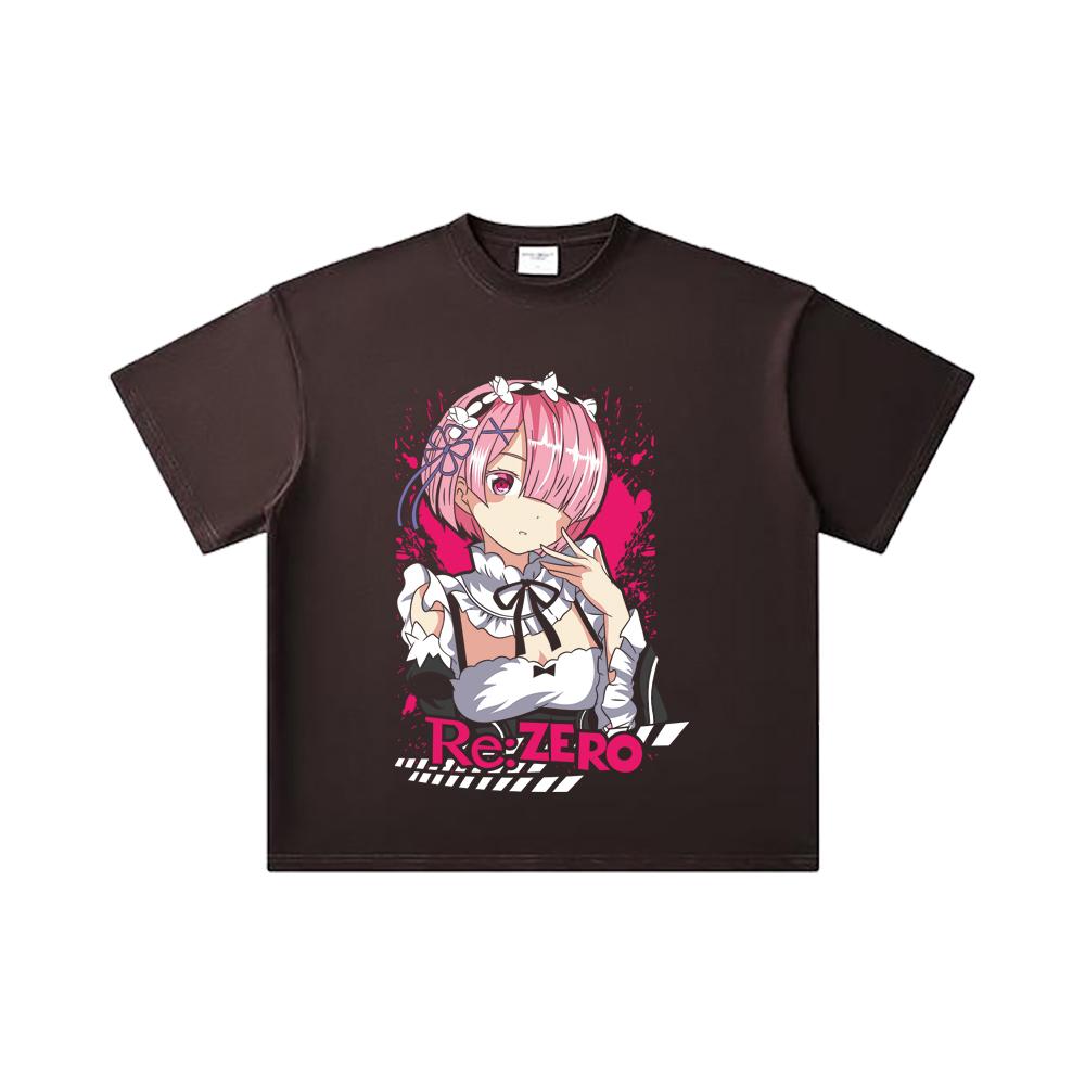 260 GSM Double Yarn 32 Count 100% Cotton ReZero V3 Ram Print Unisex Heavy Cotton T Shirt