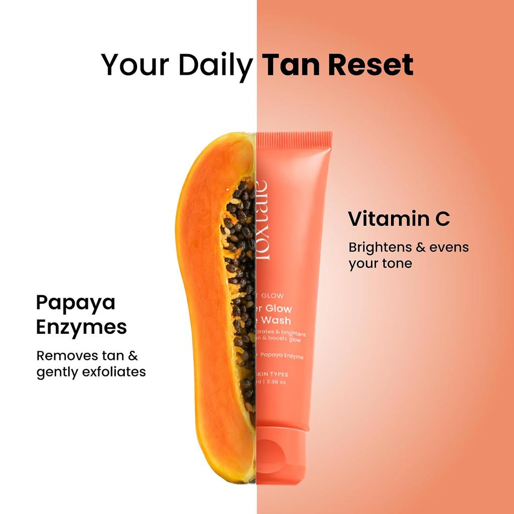 Foxtale Super Glow Detan Face Wash with Vitamin C & Papaya Enzyme, 100ml