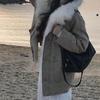 Women's Winter Stylish White Duck Down Parka with Large Fur Collar