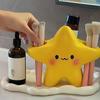 Star-Shaped Plastic Toothbrush Holder - Freestanding Bathroom Organizer with Cute Face Design, Durable Plastic Construction