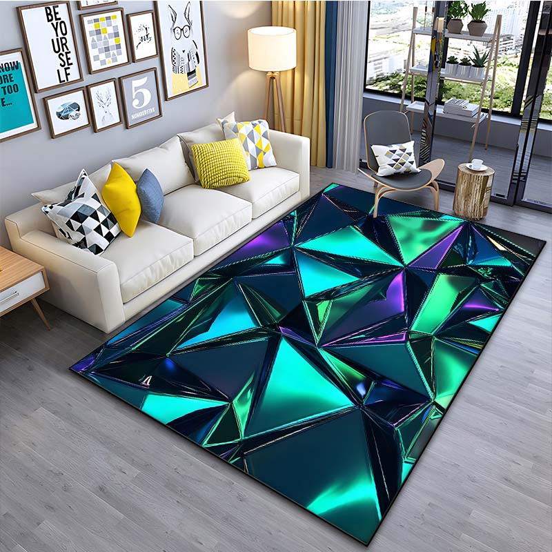 3D Polygons Printed Carpet for Living Room Bedroom Bedside Bathroom Floor Mat Area Rug Sofa Mat Home Decor Large Size