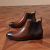 Luzean Herren Chelsea Boots mit seitlichem Gummieinsatz, Echtes Leder, Business Boots, Kaffee, Größe 25,5 cm