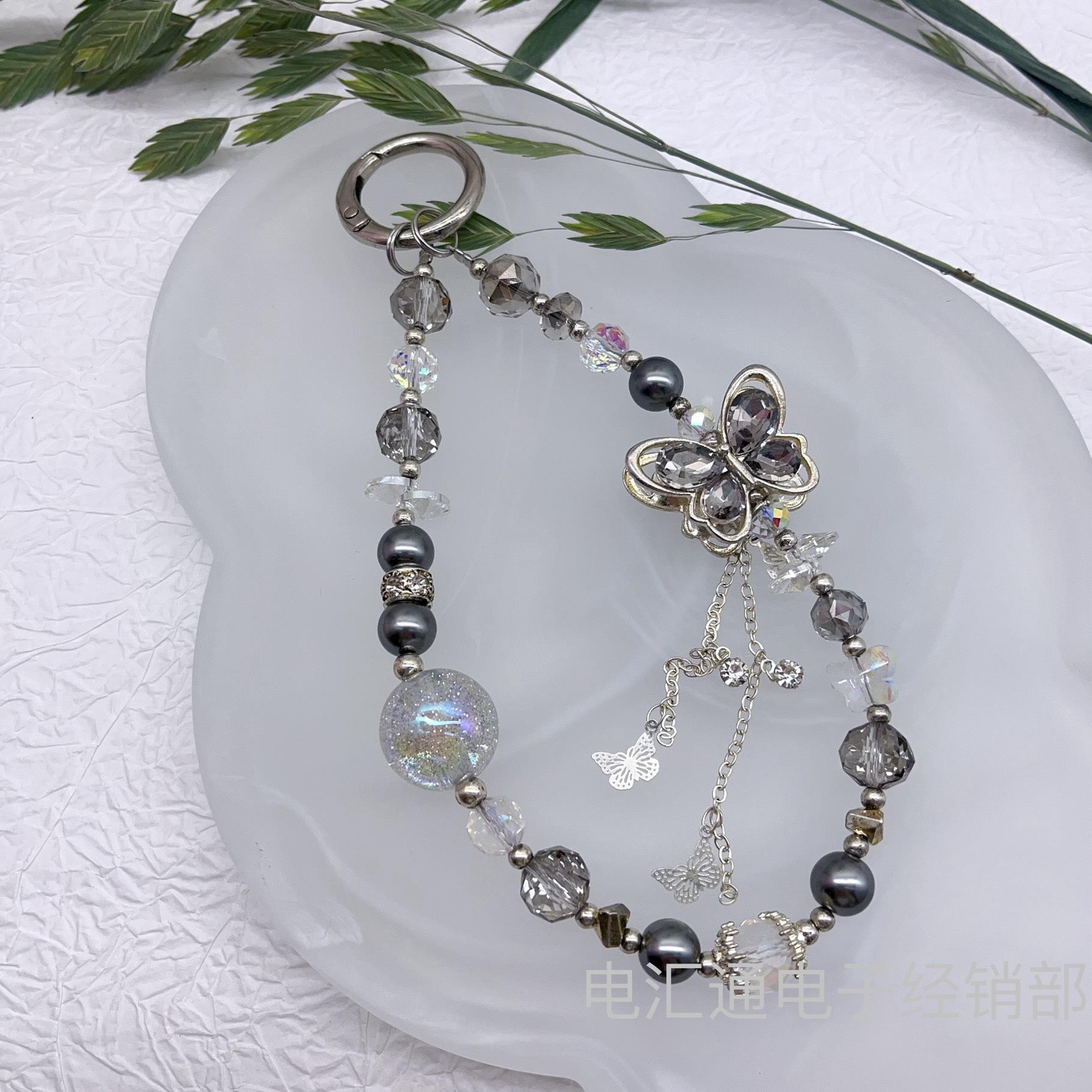 

Luxury Crystal Butterfly Charm Wrist Lanyard & Keychain for Women