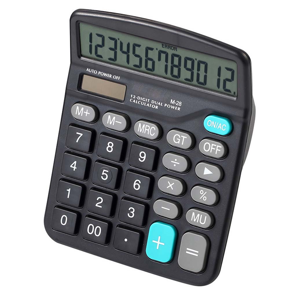 12 Digit Dual Power Basic Calculator Handheld Desktop Calculator with Large LCD Display Big