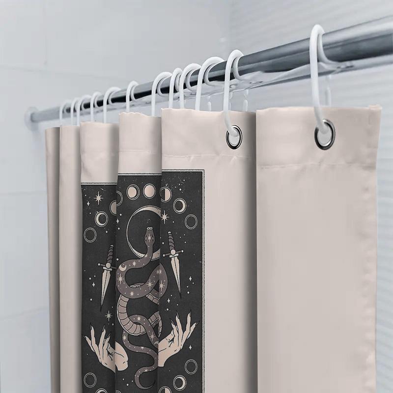 Mystic Serpent Hands Bath Curtain Gothic Witchcraft Decor Moon Phases Ritual Home Shower Curtains Dark Academia Aesthetic