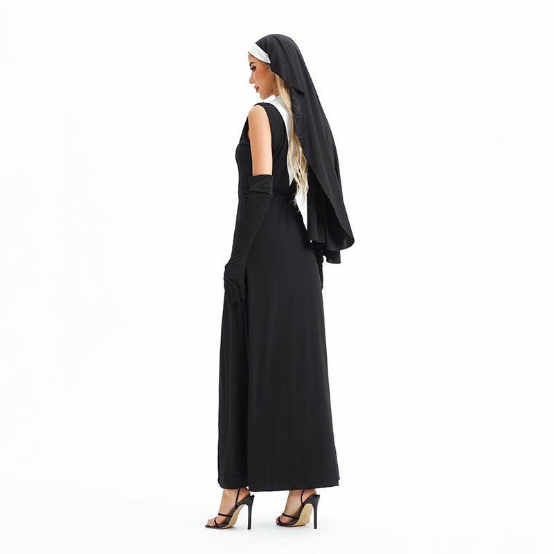 Halloween Adult Costume Cosplay Mardi Gras Nun Costume Virgin of the Cross Dress Show Out Costume
