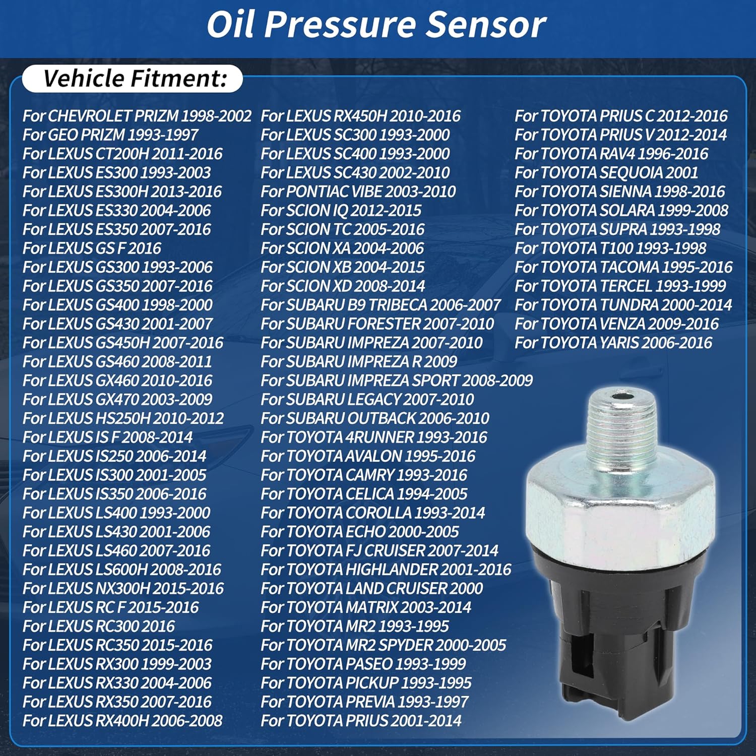 

No.88924478 Engine Oil Pressure Sensor Sender Switch for TOYOTA RAV4 Sequoia Sienna Solara Tacoma Tercel Tundra Venza Yaris 4Runner Avalon Camry