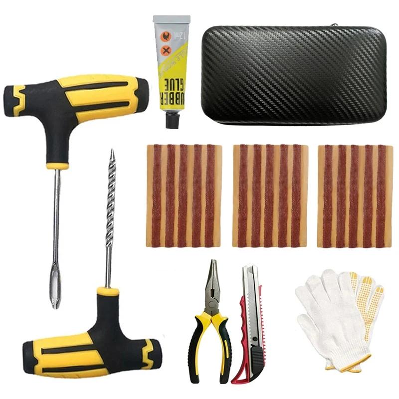 New Car Tire Repair Kit Puncture Plug Tools Tyre Puncture Emergency for Universal Tire Strips Stiring Glue Repair Tool Kit