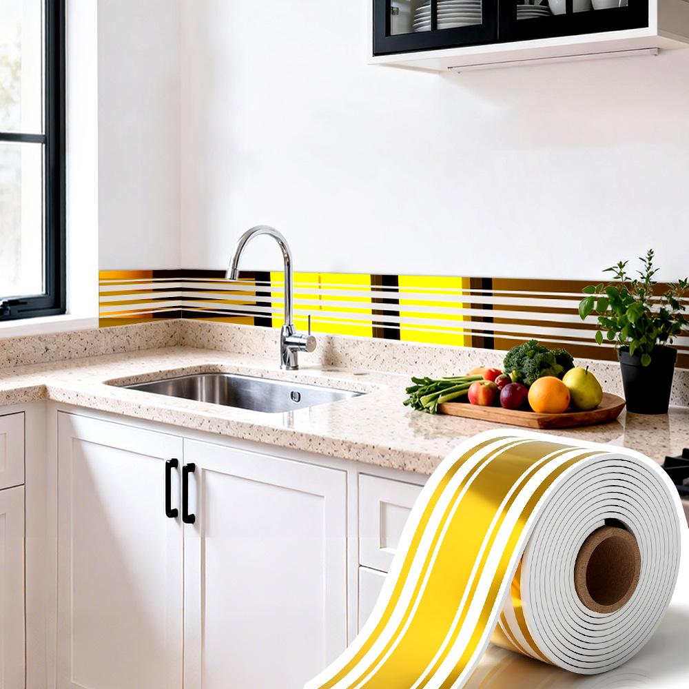 Thickened Waterproof PVC Self-Adhesive Tile-Look Baseboard Sticker