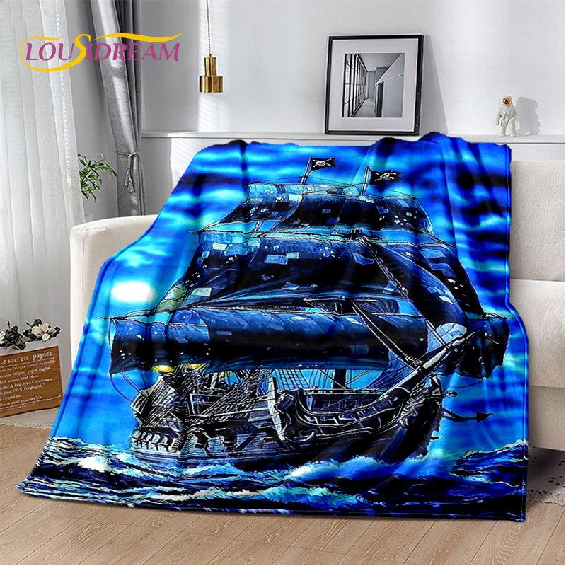 A Pirate Boat,Barque,Boat Ship Monster Soft Plush Blanket,Flannel Blanket Throw Blanket for Living Room Bedroom Bed Sofa Picnic