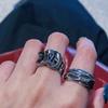Gürtelschnallenring Nischendesign Klassisches LOGO Schwarz gefärbtes Metall Retro-Trend Punk Paar Hip-Hop-Stil Ins