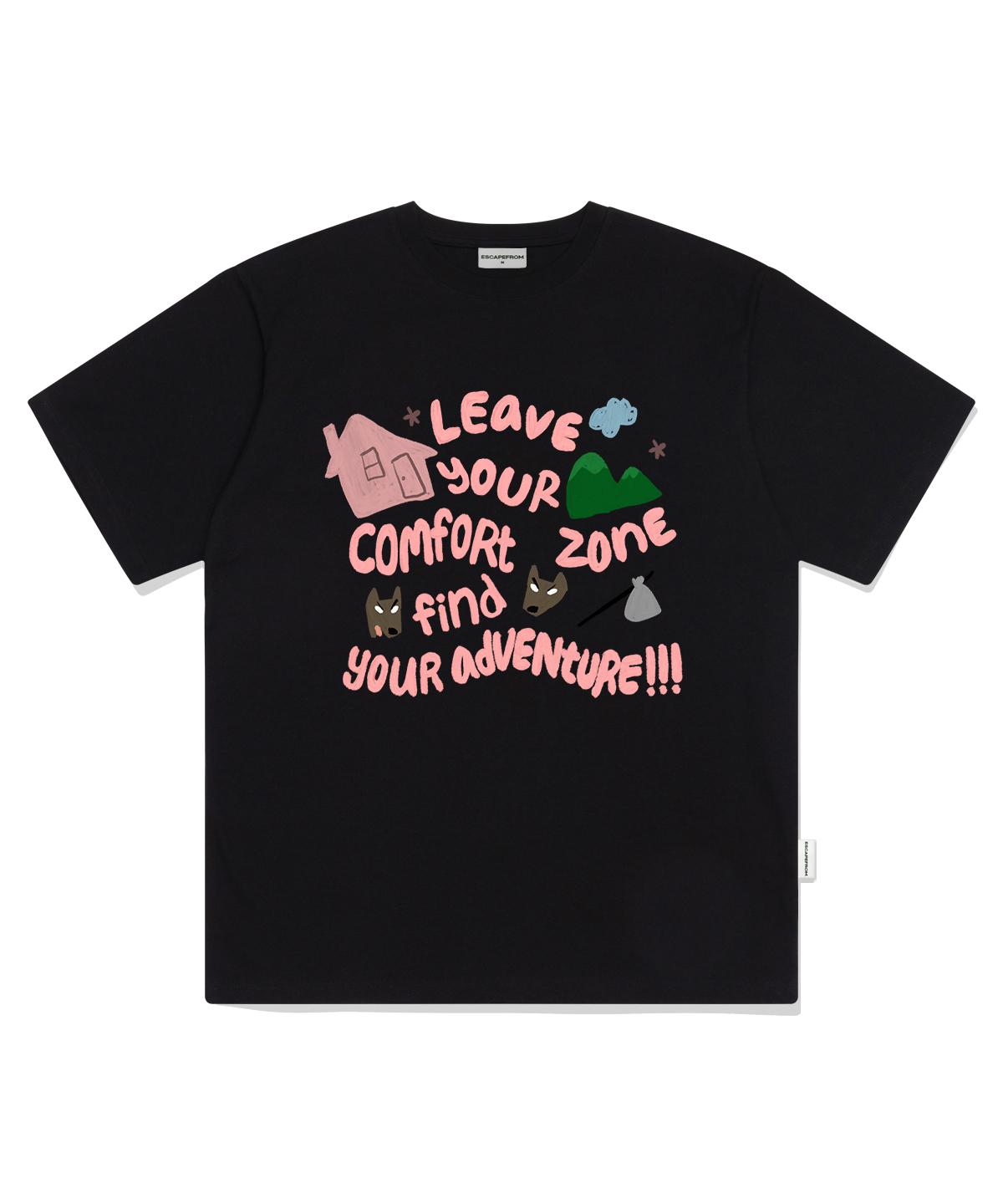 Escape From: Let S Go On An Adventure Print Oversized Short Sleeve T-Shirt Black S