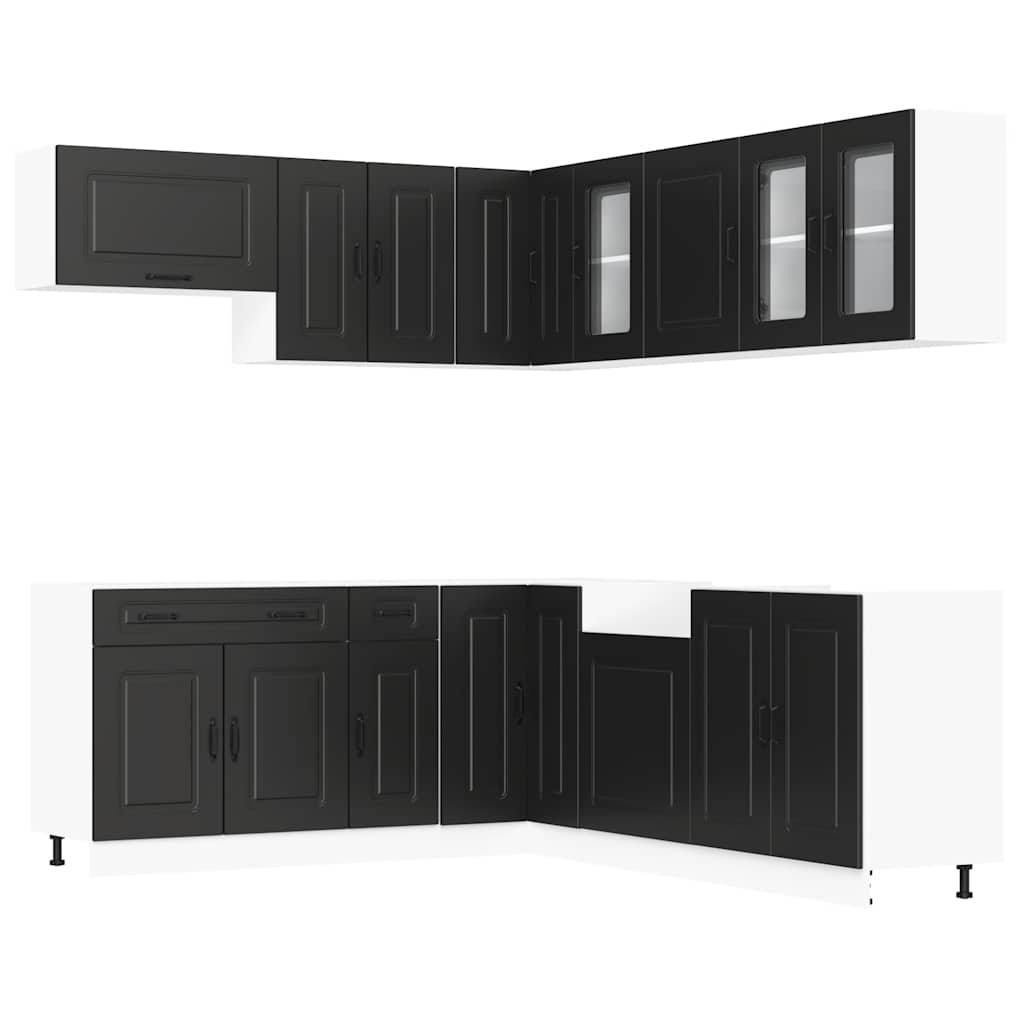 11 Piece Kitchen Cabinet Set Kalmar Black Wood Based Material