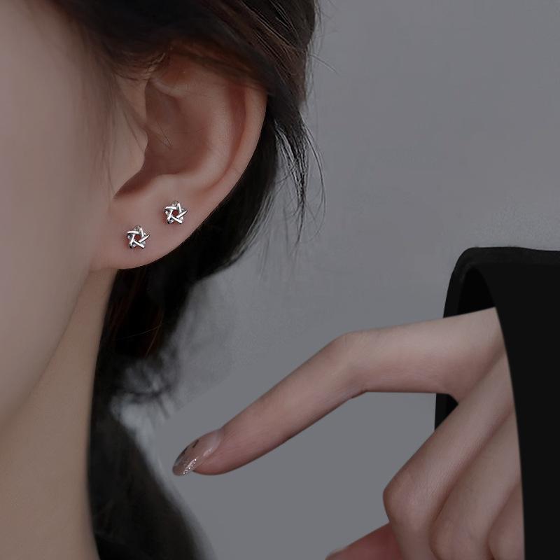 Pentagram Stud Earrings for Women's New Foreign Style Niche Design Sense Pentagram Earrings Premium Earrings