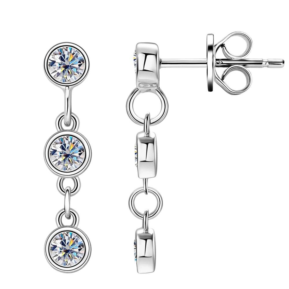 

Длинные серьги-капли с муассанитом и кисточкой для женщин, 3 мм, 3 камня, серьги с муассанитом и бриллиантами, посеребренные 925 пробы, ювелирные изделия из золота 18 карат