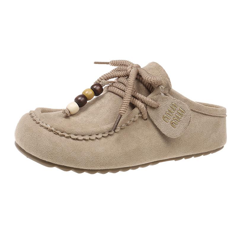 One Pedal Kangaroo Shoes Half Drag Women's Model 2025 New Early Autumn Niche Outside Wear Casual Fashion Versatile Bag Head Drag