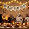 Hollowed Ramadan Decor Pendant Rustic Islamic Flag Garland Wooden Letter Banner  Islamic Festival