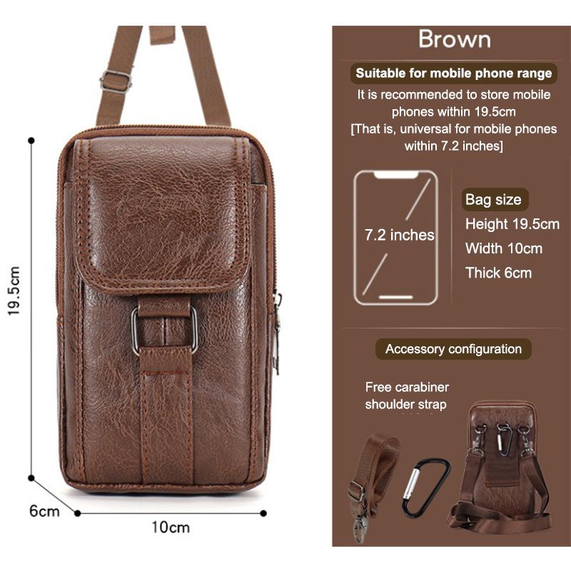 Retro Everyday Waist Bag Waterproof PU Leather Chest Bag withMultiple Pockets Adjustable Strap forPhone&Essentials Vintage Style