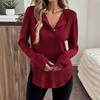 Spring and Autumn Long Sleeved T-shirt, Fashionable Solid Color Women's Long Sleeved V-neck Shirt