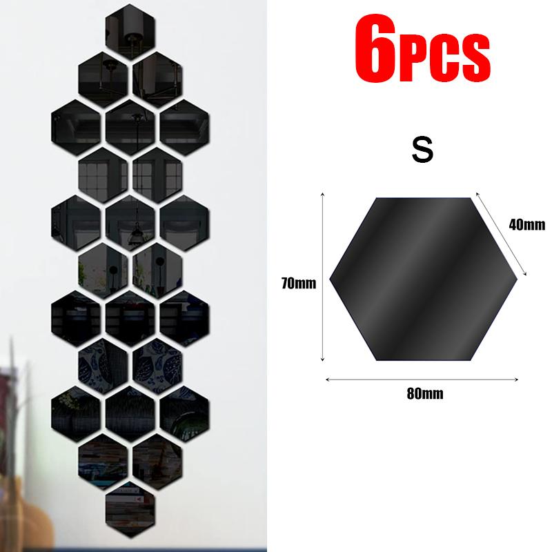 3D Hexagon Mirror Wall Stickers DIY Wall Mirrors Sticker Removable Self Adhesive Aesthetic Mosaic Tiles Decals Home Decoration