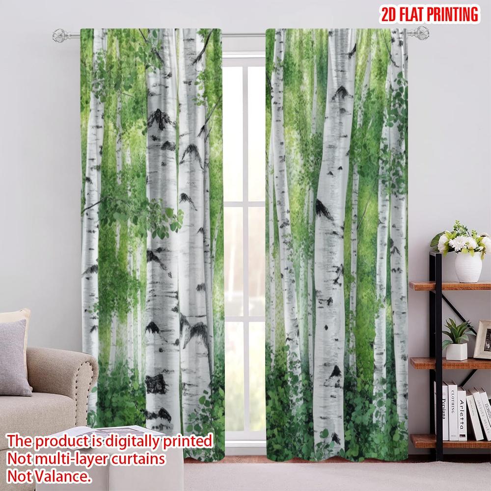 

2 шт., 2D печать на плоскости Минималистичные шторы Березовая гавань Универсальный полиэстер (без удилища) Декор для дома Идеально для спальни гостиной 52.50 × 116.00 cm 2 pcs